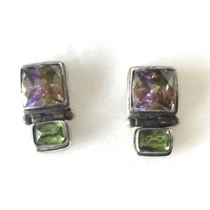 Sarda Sterling Silver Lucky Stone Rainbow Gem Earrings